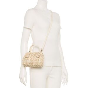 LC Lauren Conrad Dalton Tweed Rose Gold Mini Handbag Crossbody Bag Purse